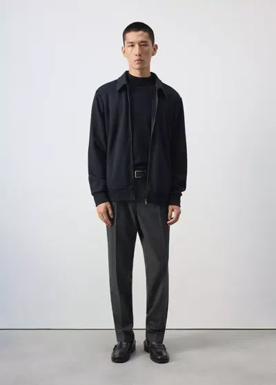 Mango Veste Bomber Fermeture Éclair In Bleu Marine