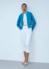 Mango Veste Bomber Rayures Contrastantes In Bleu