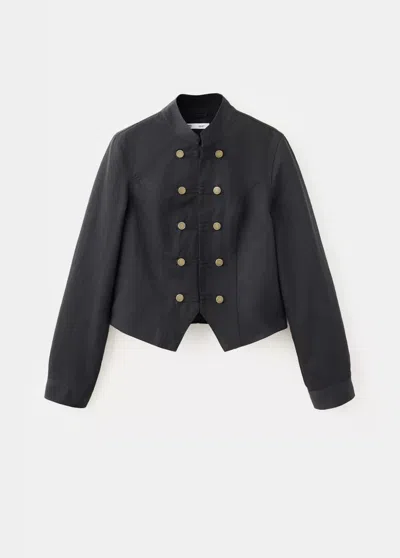 Mango Veste Boutonnée In Black Denim
