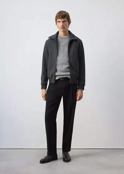 Mango Veste Col Cheminée À Poches In Gris Chiné Foncé