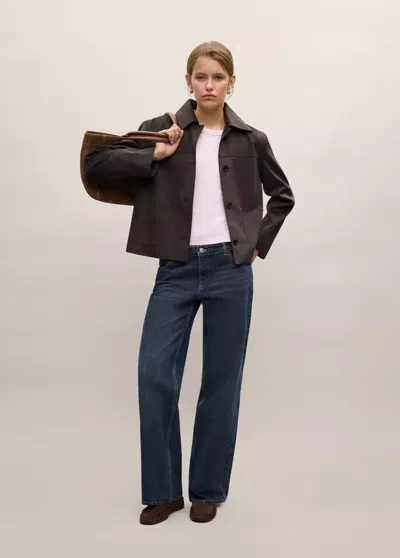 Mango Veste Col Chemise À Boutons In Chocolat