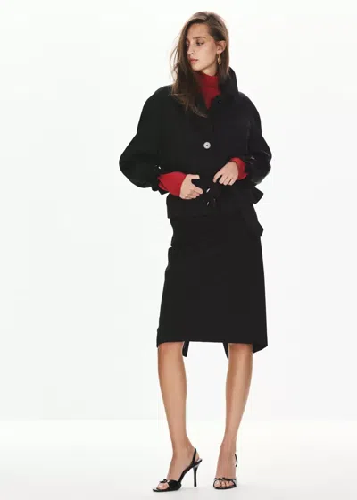 Mango Veste Col Chemise Ceinture In Black