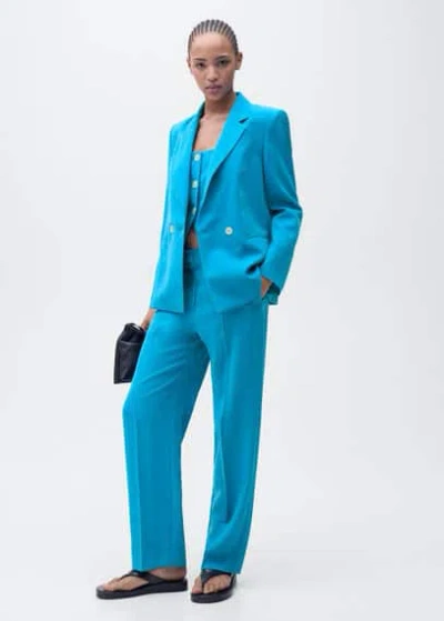 Mango Straight-fit Suit Jacket Blue