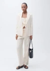 Mango Straight-fit Suit Jacket Ecru In Ecru