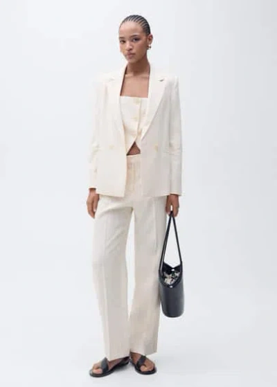 Mango Straight-fit Suit Jacket Ecru