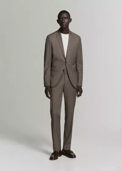 Mango Veste Costume París Super Slim-fit In Marron Moyen