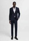Mango Veste Costume Slim-fit Tissu Stretch In Bleu Marine Foncé