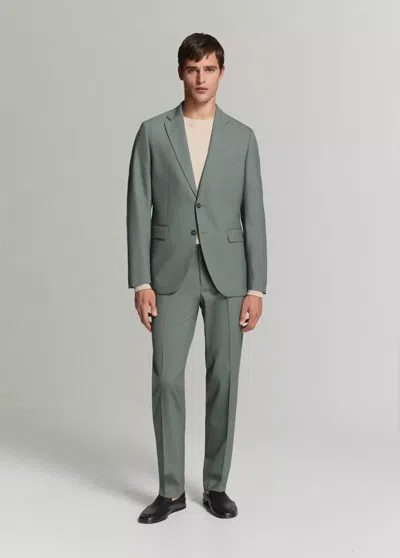 Mango Turin 100% Wool Suit Blazer In Green