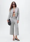 Mango Veste Coton Courte À Poches Gris Chiné Moyen - Femme - Xl -  In Gray