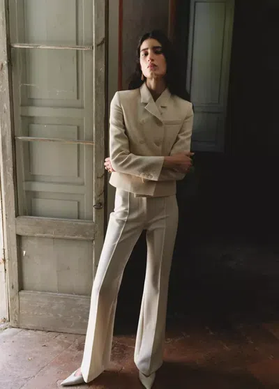 Mango Veste Courte Double Boutonnage In Écru