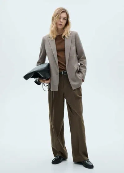 Mango Double-breasted Blazer Brown In Marron