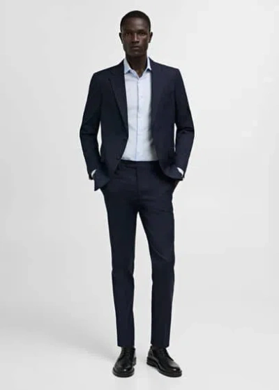 Mango Slim Fit Structured Suit Shirt Sky Blue In Bleu Ciel