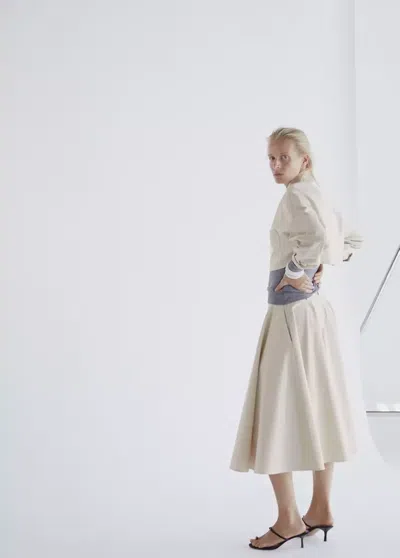 Mango Veste Crop Poches In Écru