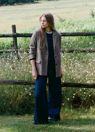 Mango Veste De Costume À Carreaux In Marron Moyen