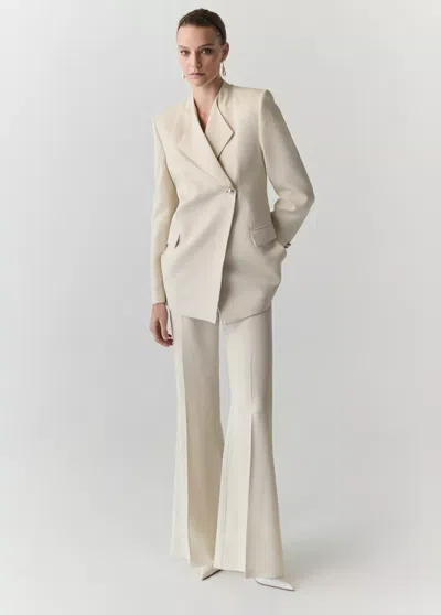 Mango Veste De Costume Avec Détail De Revers In Vanille