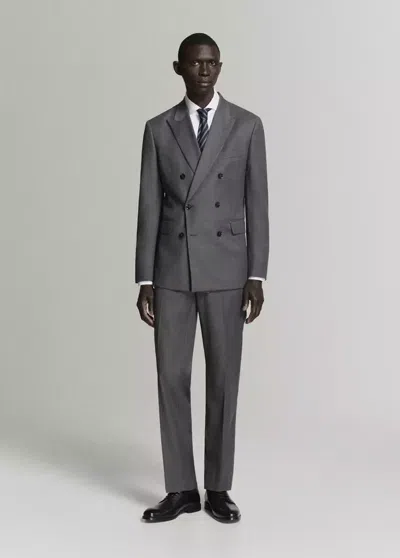 Mango Veste De Costume Monaco Croisée Slim-fit In Gris Chiné Moyen
