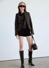 Mango Veste Denim Col Officier In Chocolat