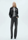 Mango Veste Double Face Similicuir Noir - Femme - M -  In Noir