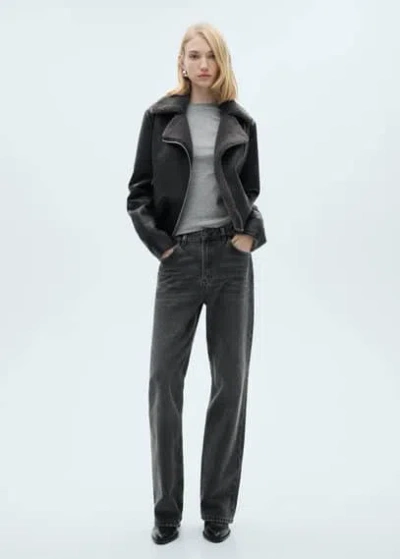 Mango Veste Double Face Similicuir Noir - Femme - M -