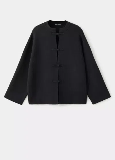 Mango Veste Droite À Brandebourgs In Noir