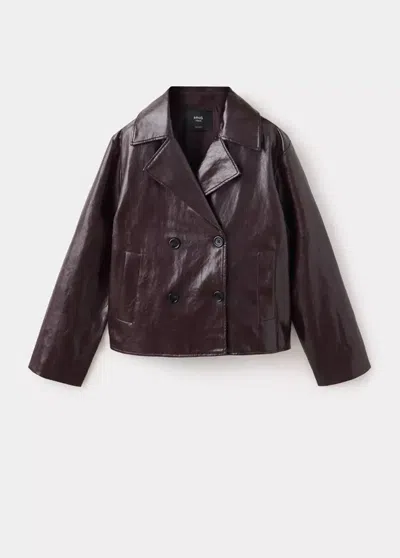 Mango Veste Effet Cuir À Revers In Bordeaux