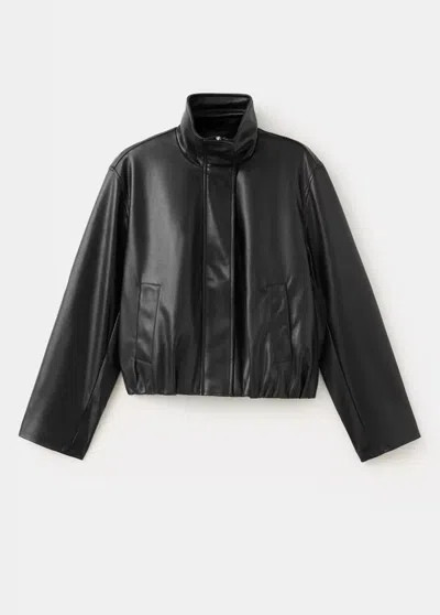 Mango Veste Effet Cuir Fermeture Zip In Black