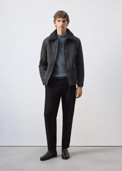 Mango Veste Effet Daim À Poches In Black