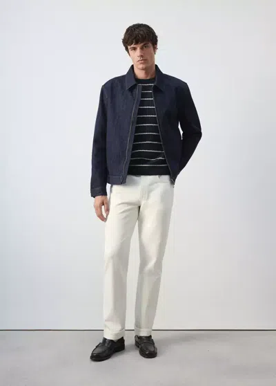 Mango Veste En Denim Avec Fermeture Éclair In Bleu