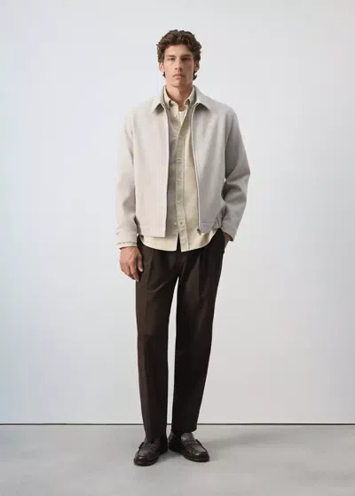 Mango Veste En Drap À Fermeture Éclair In Beige