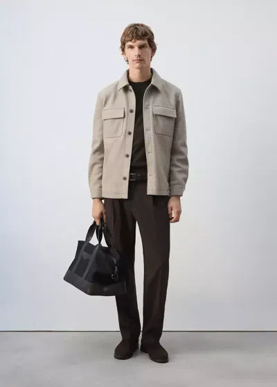 Mango Veste En Flanelle Avec Poches In Brown