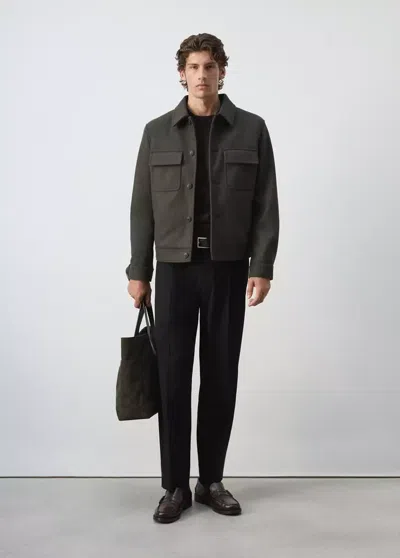 Mango Veste En Flanelle Avec Poches In Gray