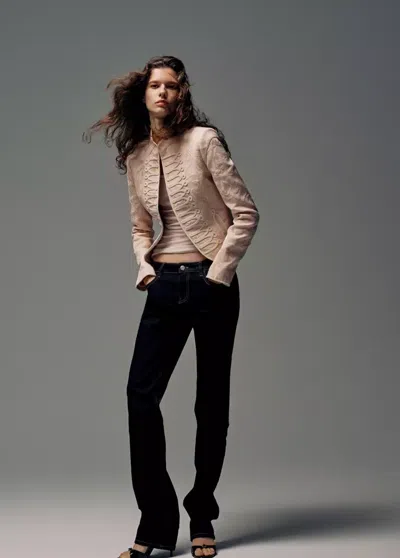 Mango Veste En Jacquard À Brandebourgs In Rose