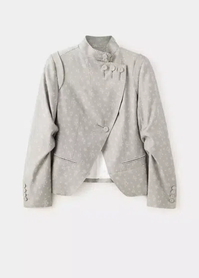 Mango Veste En Jacquard À Revers In Gray