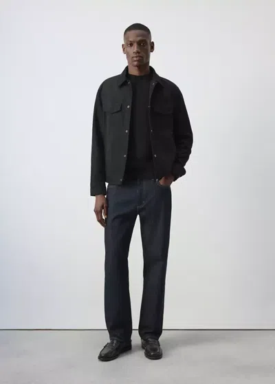 Mango Veste En Jean Col À Revers Chemise In Noir