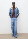 Mango Corduroy Collar Denim Jacket In Blue