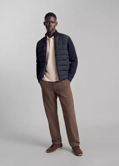 Mango Veste En Maille Avec Empiècements Matelassés In Blue
