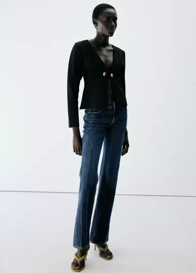 Mango Veste En Maille Boutons Bijoux In Noir