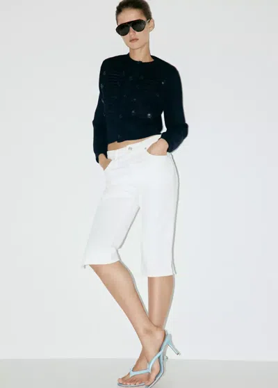Mango Veste En Maille Détail Brandebourgs In Bleu Marine Foncé