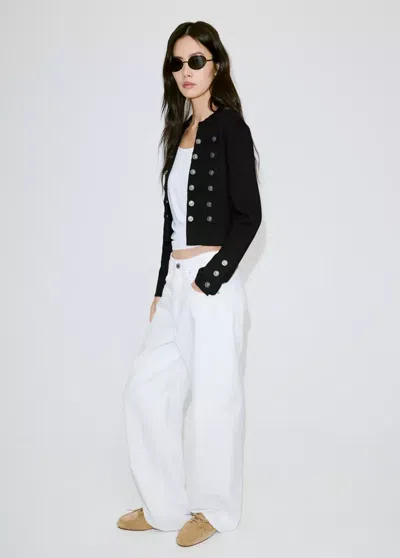 Mango Veste En Maille Fine Avec Boutons In Noir