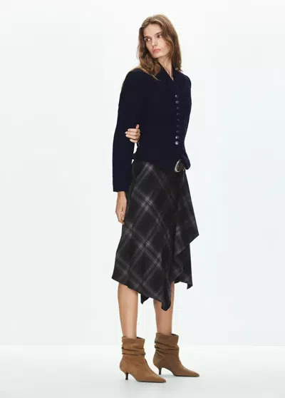 Mango Veste En Texture Boutons Bijoux In Bleu Marine