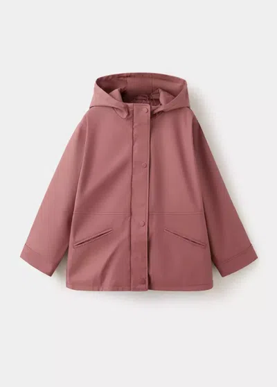 Mango Kids' Veste Enduite Avec Capuche In Rose