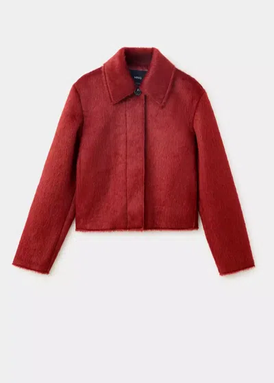 Mango Veste Fausse Fourrure Revers In Red