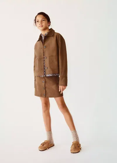 Mango Kids' Veste Imitation Daim In Brown