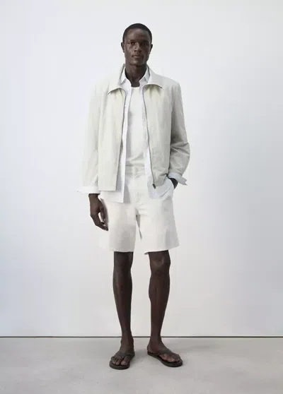 Mango Veste Imperméable À Poches In White