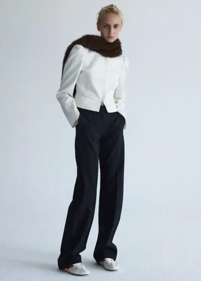 Mango Veste Jacquard À Col Officier In White