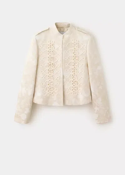 Mango Veste Jacquard Détail Brandebourgs In Neutral
