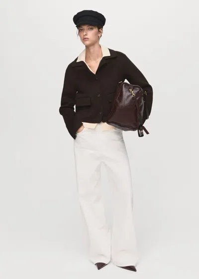 Mango Veste Laine Boutons Café - Femme - Xxl -  In Brown