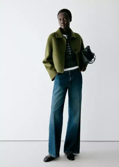 Mango Veste Laine Col Classique In Vert