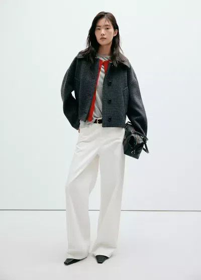 Mango Veste Laine Pied-de-poule In Bleu Marine