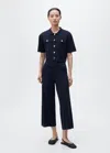 Mango Veste Maille Manches Courtes Bleu Marine - Femme - L -  In Blue